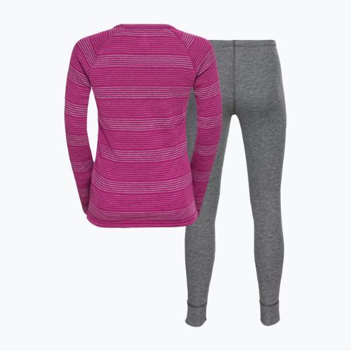 Komplet bielizny termoaktywnej dziecięcej ODLO Active Warm Eco steel grey melange/festival fusia