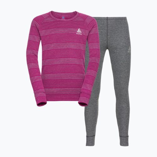 Komplet bielizny termoaktywnej dziecięcej ODLO Active Warm Eco steel grey melange/festival fusia