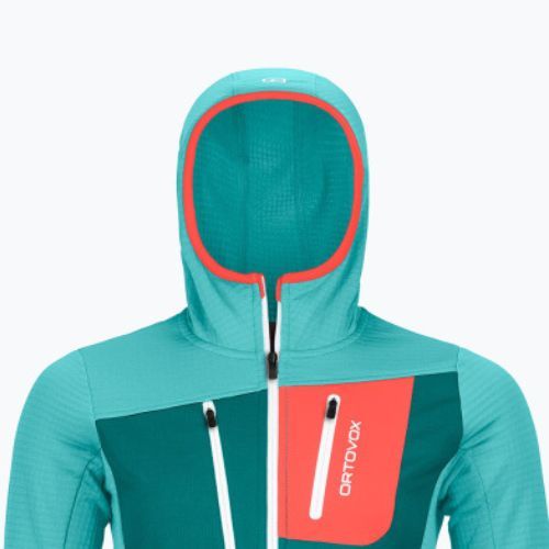 Bluza trekkingowa damska ORTOVOX Fleece Grid Hoody ice waterfall