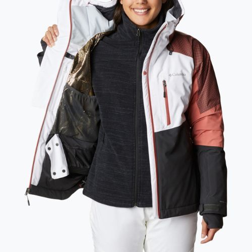 Kurtka narciarska damska Columbia Snow Slab Blackdot white/shark/dark coral
