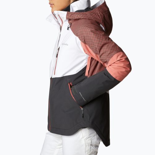 Kurtka narciarska damska Columbia Snow Slab Blackdot white/shark/dark coral