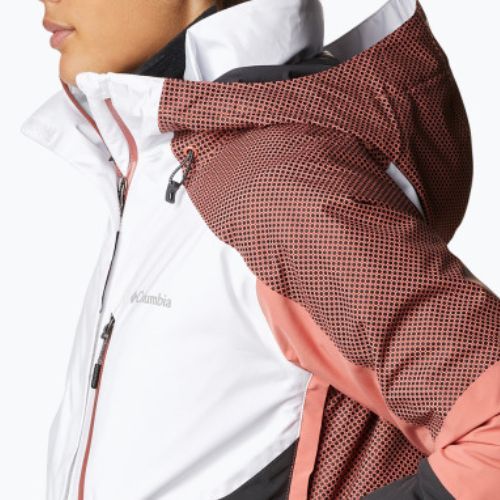 Kurtka narciarska damska Columbia Snow Slab Blackdot white/shark/dark coral