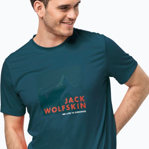 Koszulka trekkingowa męska Jack Wolfskin Hiking Graphic blue coral