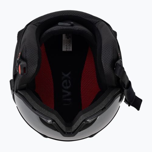 Kask narciarski UVEX Instinct Visor fierce red/black matt/mirror silver/smoke