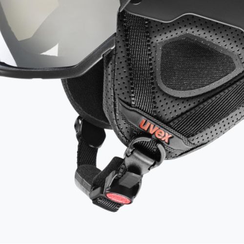 Kask narciarski UVEX Instinct Visor fierce red/black matt/mirror silver/smoke