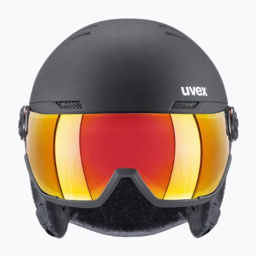 Kask narciarski UVEX Wanted Visor black matt/mirror red smoke