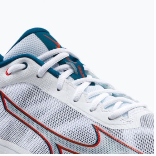 Buty do tenisa męskie Mizuno Wave Exceed Light CC white/cherry tomato/moroccan blue