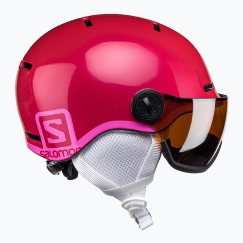 Kask narciarski dziecięcy Salomon Grom Visor Jr glossy pink/tonic orange