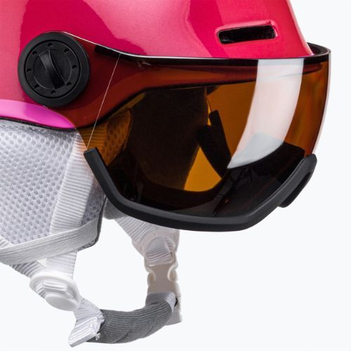 Kask narciarski dziecięcy Salomon Grom Visor Jr glossy pink/tonic orange