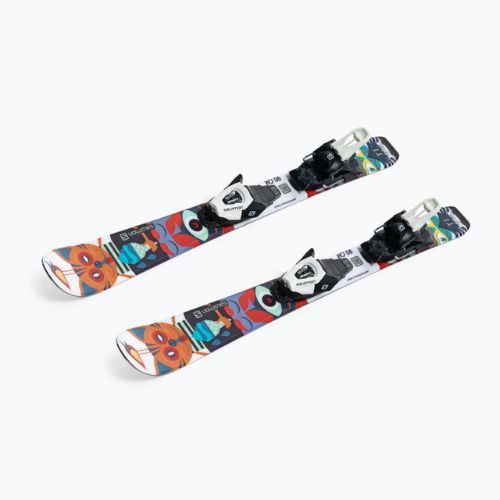 Narty zjazdowe dziecięce Salomon T1 XS + wiązania C5 multicolor