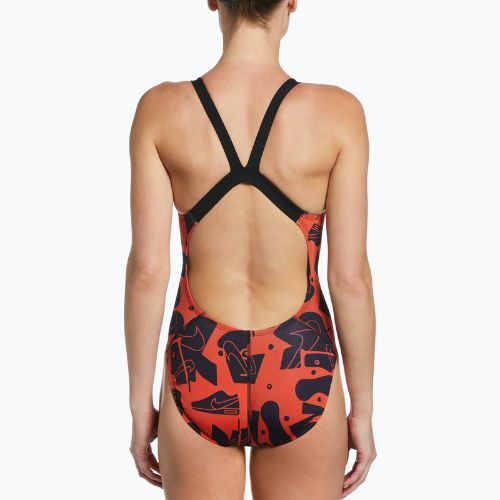 Strój pływacki jednoczęściowy damski Nike Multiple Print Fastback bright crimson