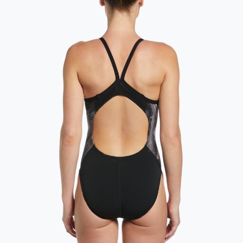 Strój pływacki jednoczęściowy damski Nike Multiple Print Racerback Splice One jet black