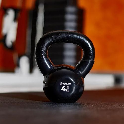 Kettlebell Żeliwny gumowany TREXO VKB04 4 kg