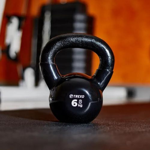 Kettlebell Żeliwny gumowany TREXO VKB06 6 kg
