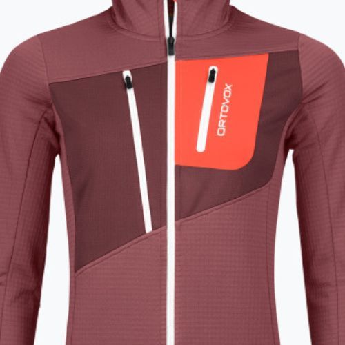 Bluza trekkingowa damska ORTOVOX Fleece Grid Hoody mountain rose