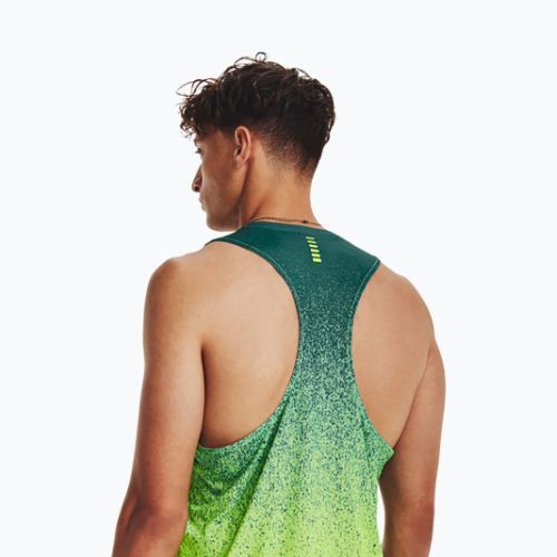 Koszulka do biegania męska Under Armour Rush Cicada Singlet coastal teal/lime surge/lime surge