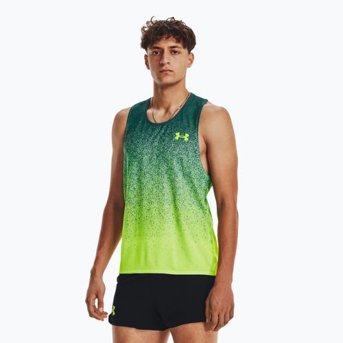 Koszulka do biegania męska Under Armour Rush Cicada Singlet coastal teal/lime surge/lime surge