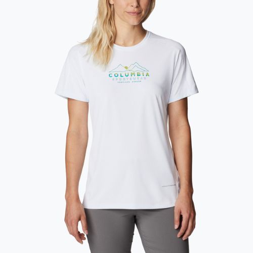 Koszulka trekkingowa damska Columbia Zero Rules Graphic Crew white/csc range lines graphic