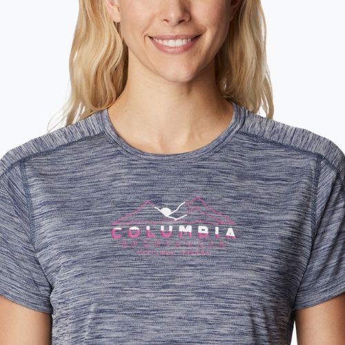 Koszulka trekkingowa damska Columbia Zero Rules Graphic Crew nocturnal hthr/csc range lines graphic