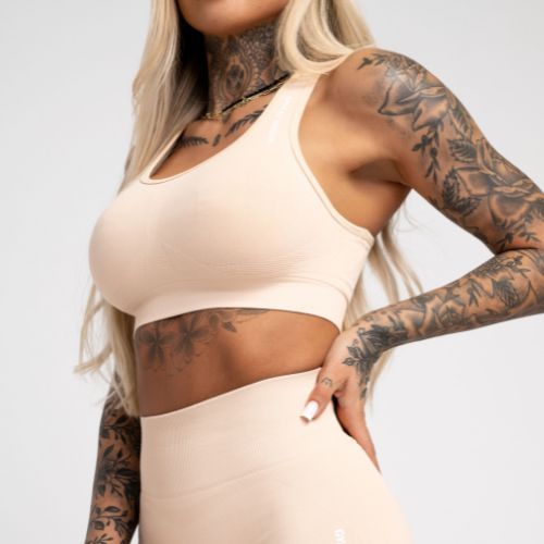 Biustonosz treningowy Gym Glamour Compress almond