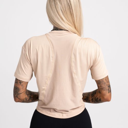 Koszulka treningowa damska Gym Glamour Sport beige