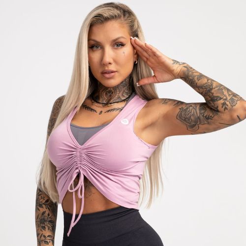 Top treningowy damski Gym Glamour Ściągany pink