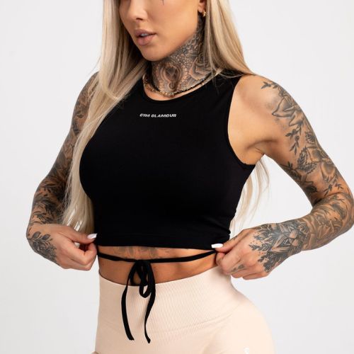 Top treningowy damski Gym Glamour Wiązany black