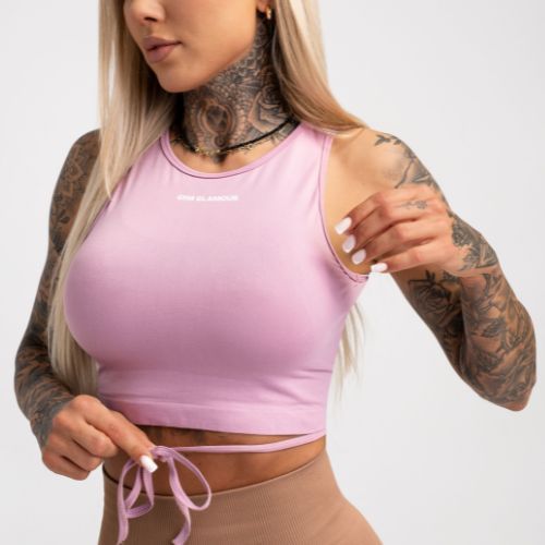 Top treningowy damski Gym Glamour Wiązany pink