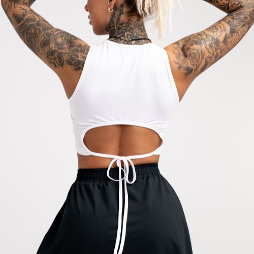 Top treningowy damski Gym Glamour Wiązany white