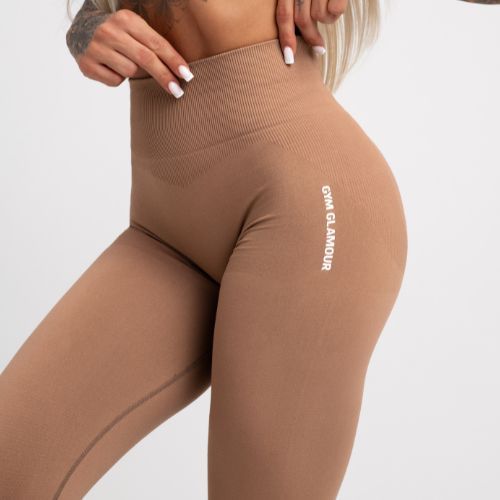 Legginsy treningowe damskie Gym Glamour Compress cappuccino