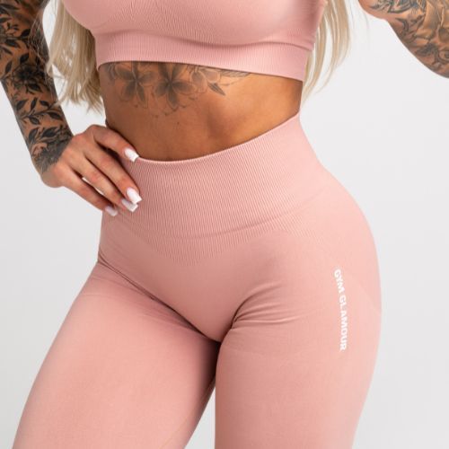 Legginsy treningowe damskie Gym Glamour Compress rose tan