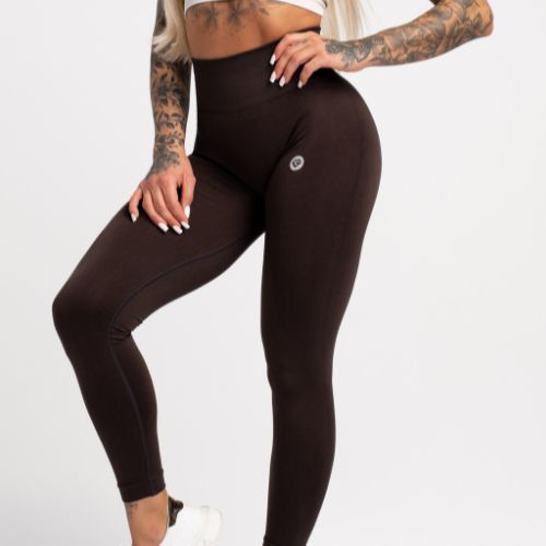 Legginsy treningowe damskie Gym Glamour Flexible brownie