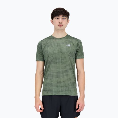 Koszulka do biegania męska New Balance Printed Impact Run deep olive green