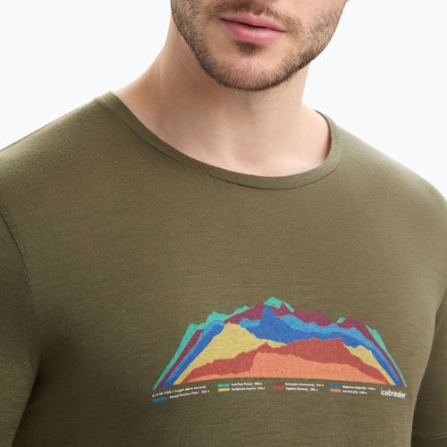 Koszulka trekkingowa męska icebreaker Tech Lite II 7 Mountain Tops loden