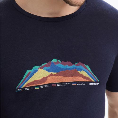 Koszulka trekkingowa męska icebreaker Tech Lite II 7 Mountain Tops midnight navy