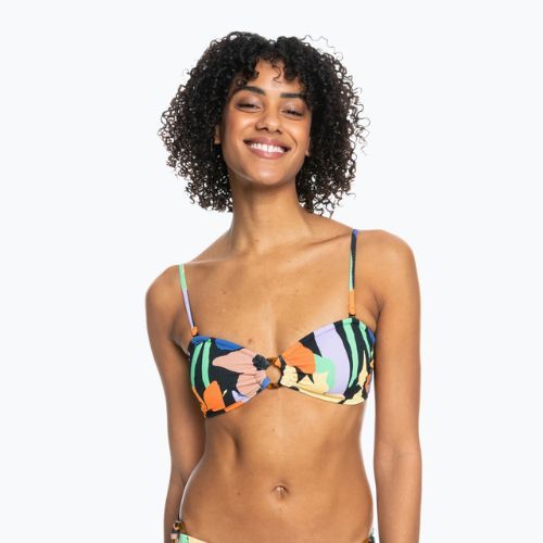Góra od stroju kąpielowego ROXY Color Jam Bandeau anthracite flower jammin