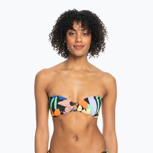 Góra od stroju kąpielowego ROXY Color Jam Bandeau anthracite flower jammin