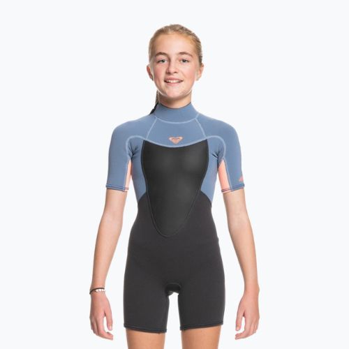 Pianka do pływania dziecięca ROXY 2/2 mm Prologue Back Zip Springsuit Flock cloud black/ powderdgrey/ sunglow
