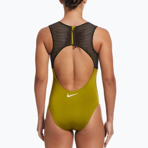 Strój pływacki jednoczęściowy damski Nike Wild Keyhole moss