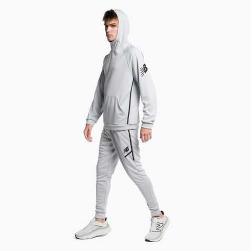 Bluza piłkarska męska New Balance Tenacity Football Training Hoodie light aluminium