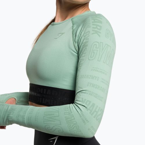 Top treningowy longsleeve damski Gymshark Vision Crop Top green/black