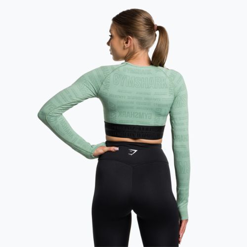 Top treningowy longsleeve damski Gymshark Vision Crop Top green/black