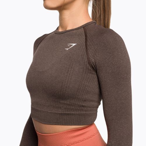 Top treningowy longsleeve damski Gymshark Vital Seamless Crop Top penny brown marl