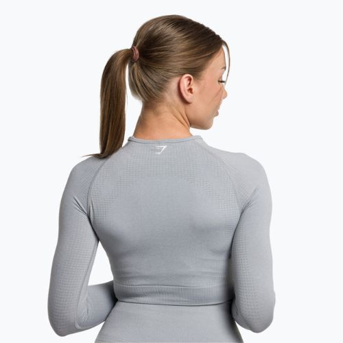 Top treningowy longsleeve damski Gymshark Vital Seamless Crop Top light grey