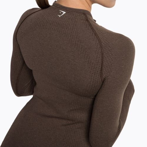 Longsleeve treningowy damski Gymshark Vital Seamless Top brown/white
