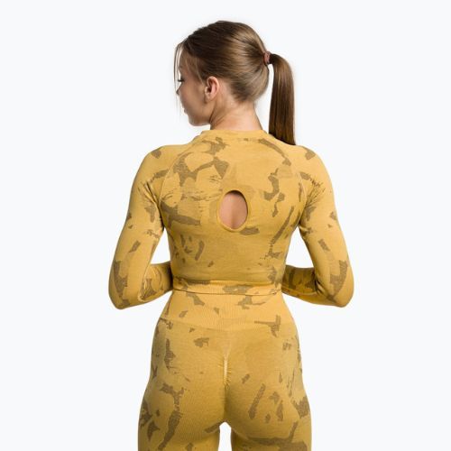 Top treningowy longsleeve damski Gymshark Adapt Camo Savanna Seamless indian yellow