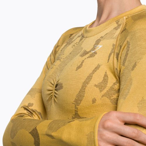 Top treningowy longsleeve damski Gymshark Adapt Camo Savanna Seamless indian yellow