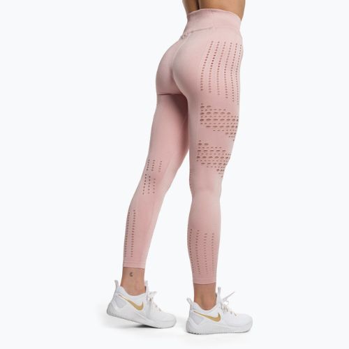 Legginsy treningowe damskie Gymshark Flawless Shine Seamless pink/white