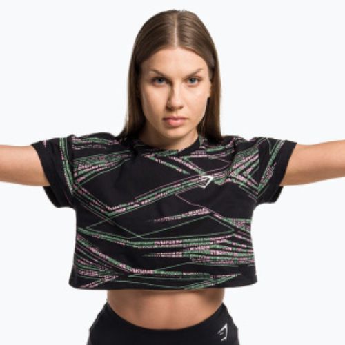 Top treningowy damski Gymshark Zone Graphic Crop black/lime