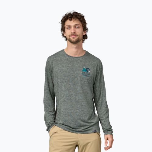 Longsleeve męski Patagonia Cap Cool Daily Graphic Shirt-Waters chasing peaks/sleet green